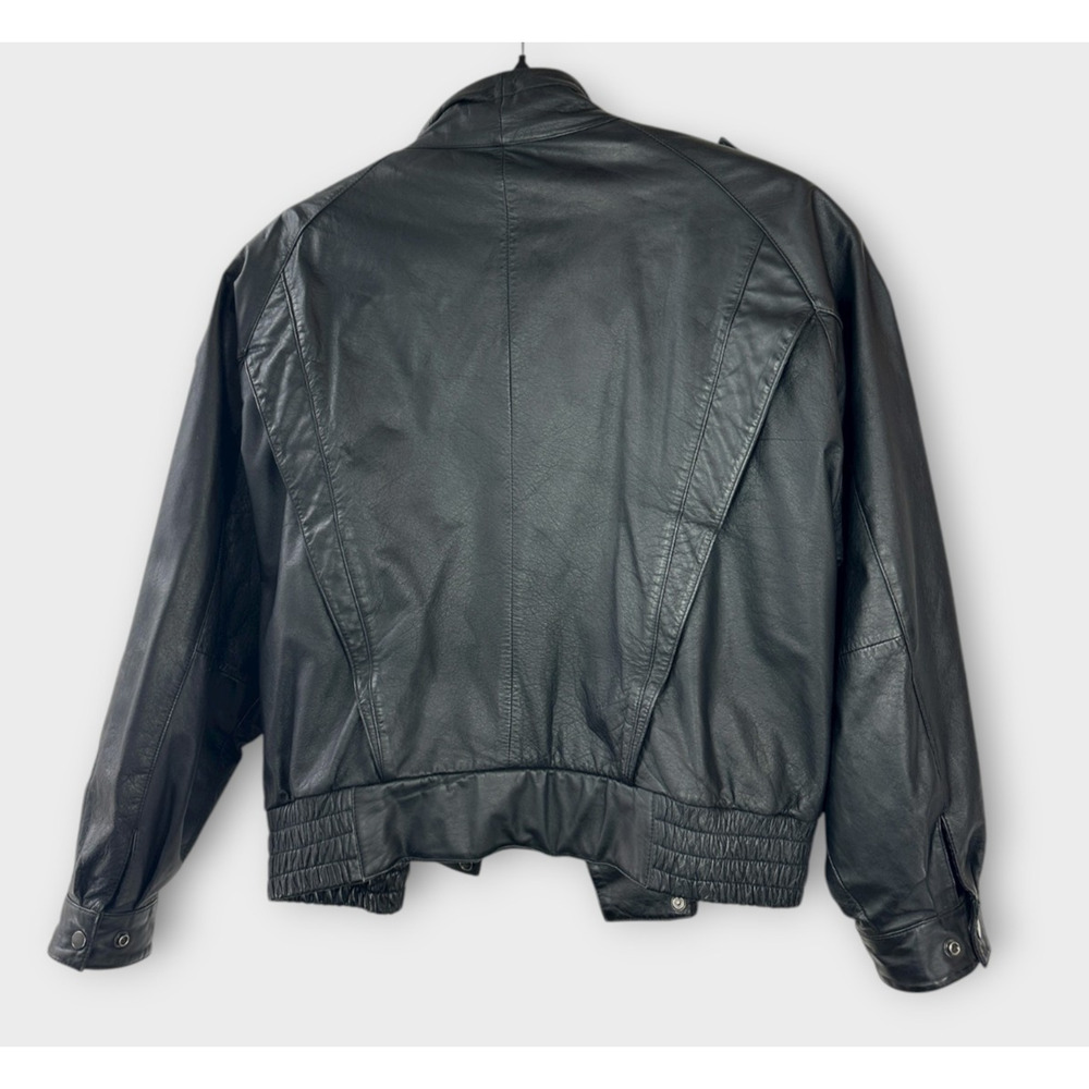 Vintage Wilsons Leather Bomber Motorcycle Jacket Asymmetric Zip Moto Black XL - Picture 5 of 16